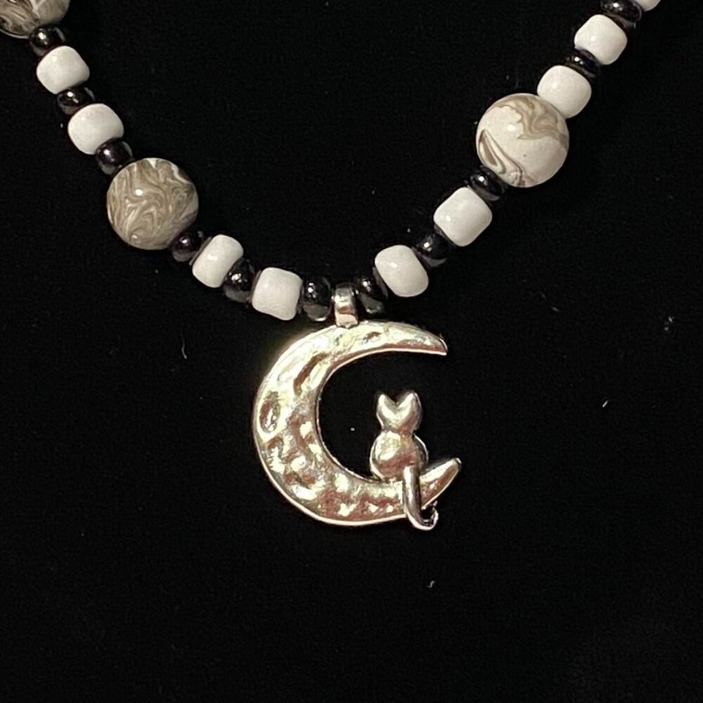 Cat on Moon Necklace